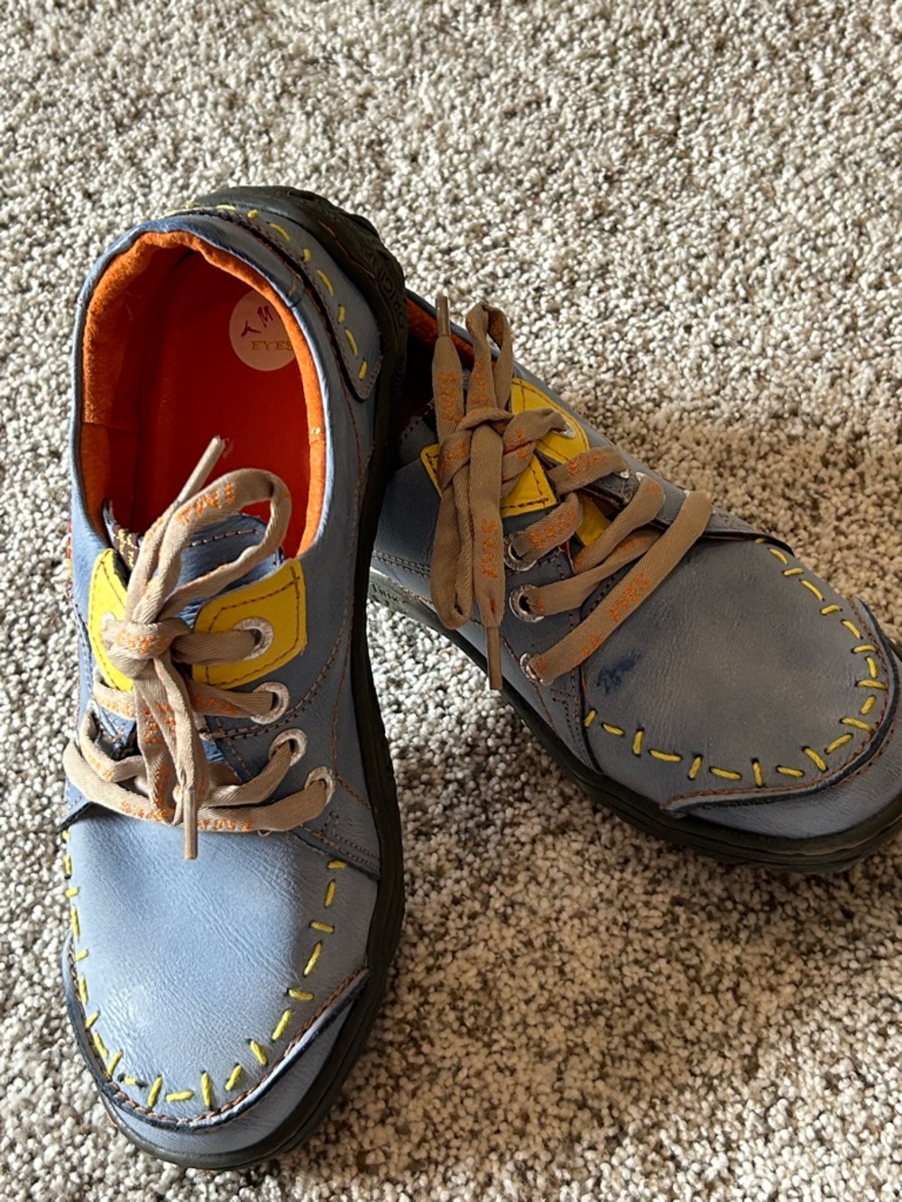 Tma Eyes Blue and Yellow Leather Shoes